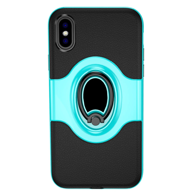For iPhone XS Shockproof Full Coverage Case with Magnetic Rotatable Ring Holder