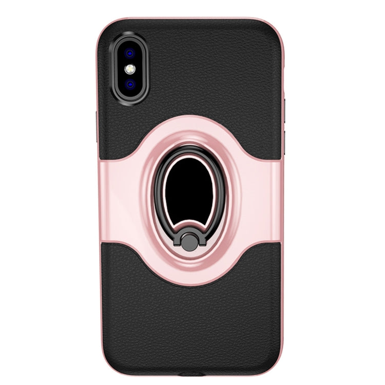 For iPhone XS Shockproof Full Coverage Case with Magnetic Rotatable Ring Holder