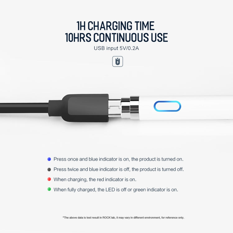 ROCK B01 Active Capacitive Pen Stylus Pen, For iPhone, iPad, Samsung, and Other Capacitive Touch Screen Smartphones or Tablet PC(White)