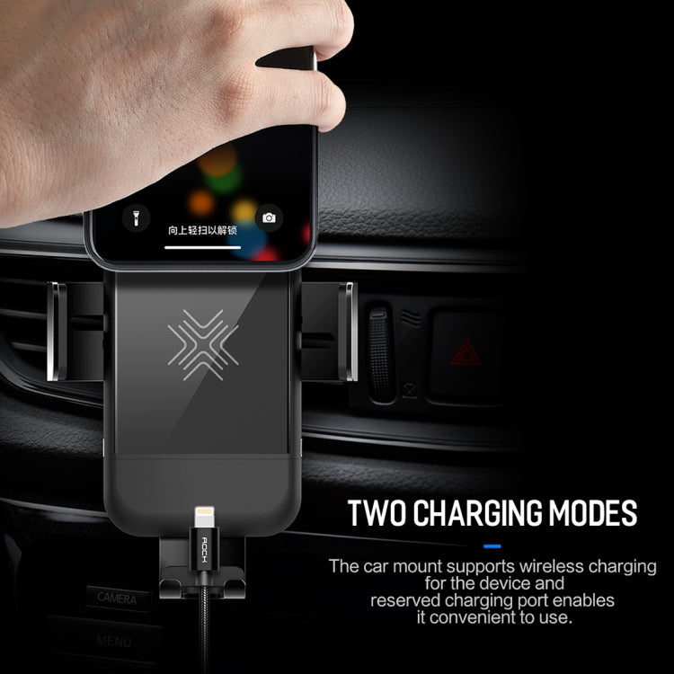 ROCK SPACE Gravity Sensing Auto Lock Wireless Charging Car Mount, For  iPhone, Galaxy, Huawei, Xiaomi, Google, LG, HTC and other QI Standard 4.7- 6.3 inch Smart Phones