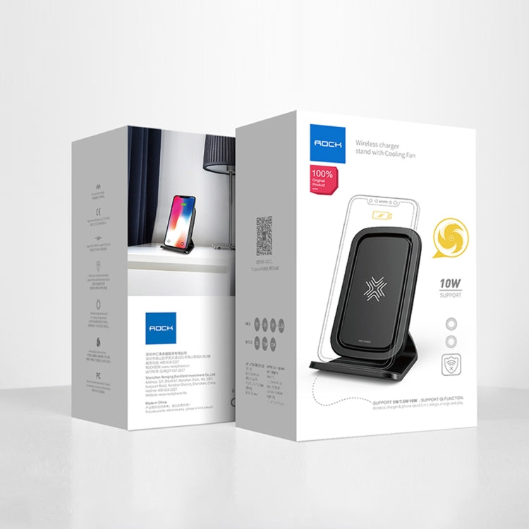 ROCK W17 Wireless Charger Stand with Cooling Fan, For iPhone, Galaxy, Huawei, Xiaomi, LG, HTC and other QI Standard Smart Phones