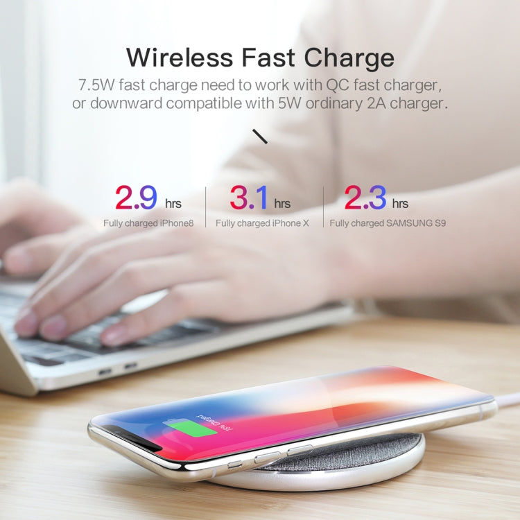 ROCK W13 Quick Wireless Charger 7.5W / 10W, For iPhone, Galaxy, Xiaomi, Google, LG and other QI Standard Smart Phones(Grey)