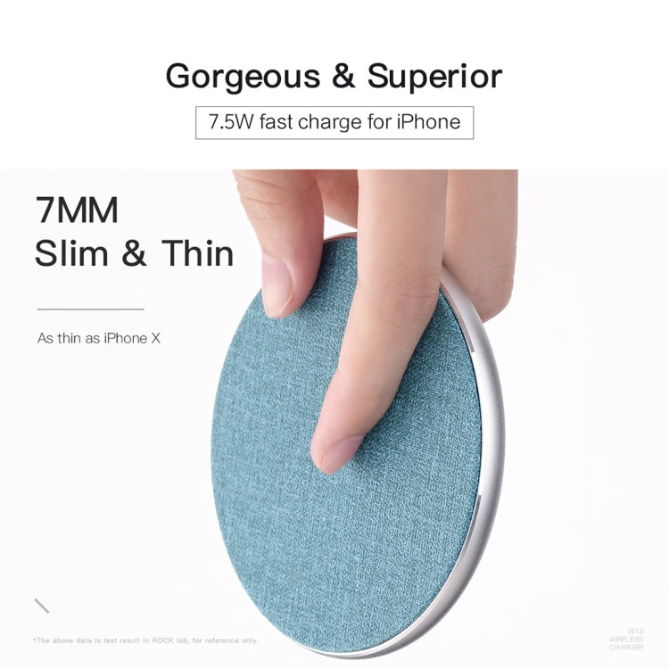 ROCK W13 Quick Wireless Charger 7.5W / 10W, For iPhone, Galaxy, Xiaomi, Google, LG and other QI Standard Smart Phones(Grey)