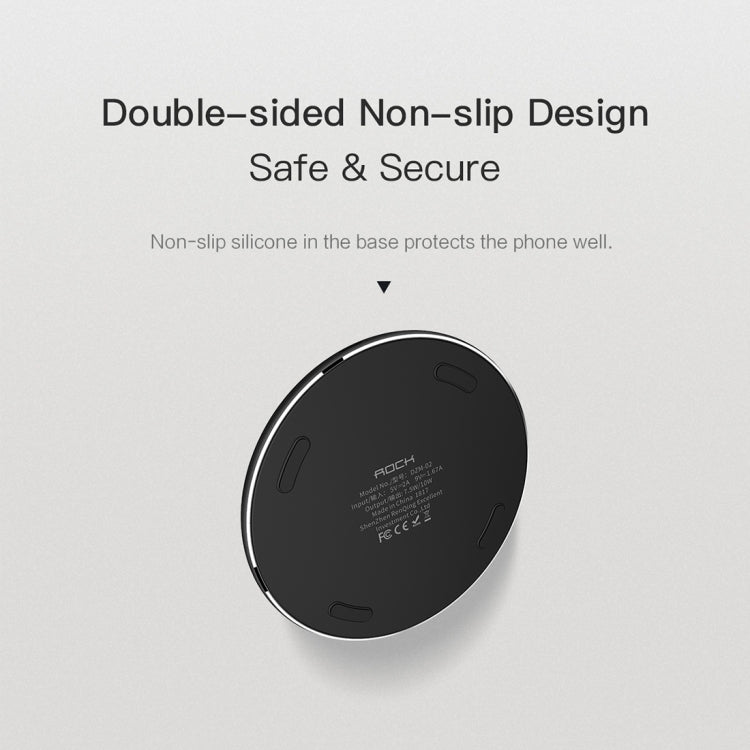 ROCK W13 Quick Wireless Charger 7.5W / 10W, For iPhone, Galaxy, Xiaomi, Google, LG and other QI Standard Smart Phones(Grey)