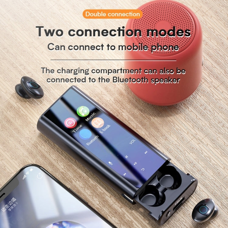 Q1 Pro Multifunctional MP3 Wireless Bluetooth Earphone with LED Display & 6000mAh Charging Box, Support for Calling & Voice Assistant & Power Bank & Flashlight