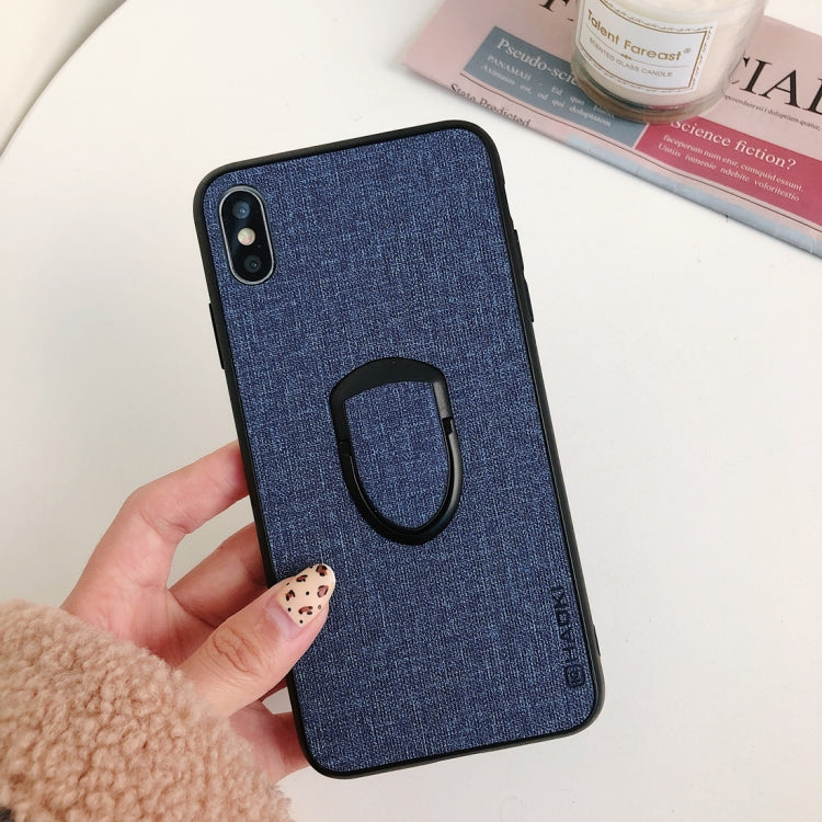 For iPhone X / XS Cloth Texture Dropproof TPU Protective Case with Holder