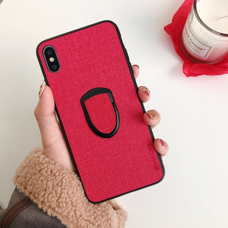 For iPhone X / XS Cloth Texture Dropproof TPU Protective Case with Holder