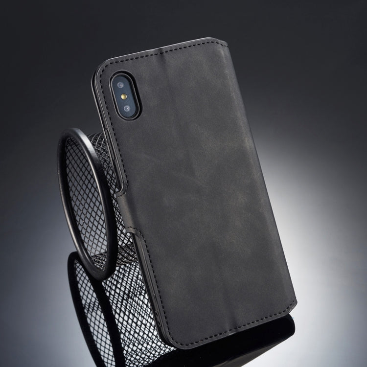 For iPhone X / XS DG.MING Retro Oil Side Horizontal Flip Case with Holder & Card Slots & Wallet
