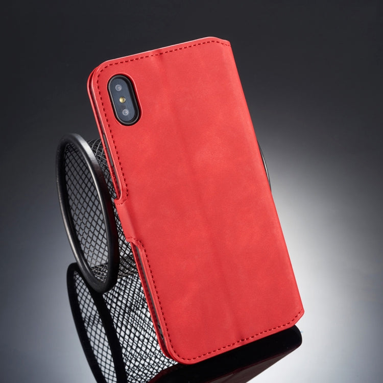 For iPhone X / XS DG.MING Retro Oil Side Horizontal Flip Case with Holder & Card Slots & Wallet
