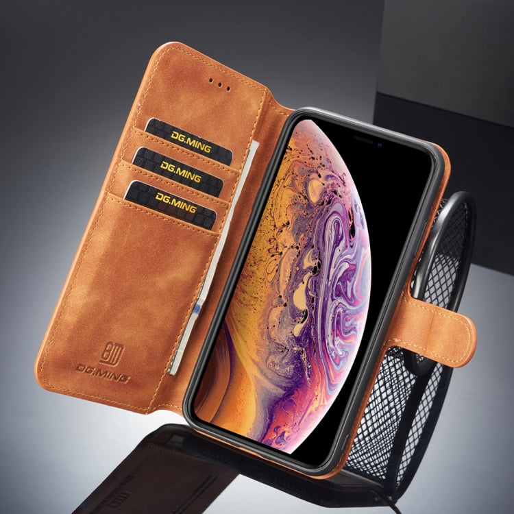 For iPhone X / XS DG.MING Retro Oil Side Horizontal Flip Case with Holder & Card Slots & Wallet
