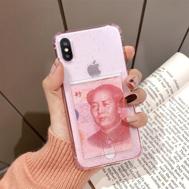 For iPhone X / XS Shockproof Ultrathin Transparent TPU Protective Case with Card Slot