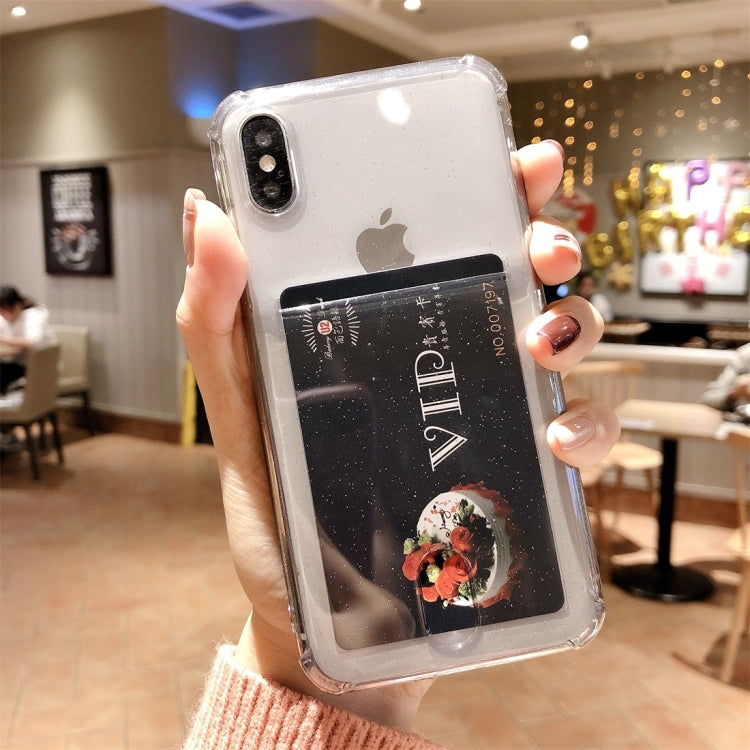 For iPhone X / XS Shockproof Ultrathin Transparent TPU Protective Case with Card Slot