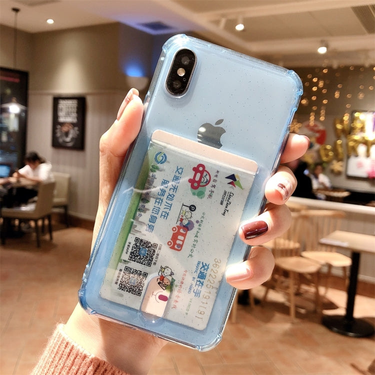 For iPhone X / XS Shockproof Ultrathin Transparent TPU Protective Case with Card Slot