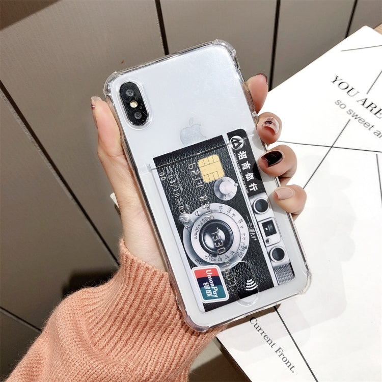 For iPhone X / XS Shockproof Ultrathin Transparent TPU Protective Case with Card Slot