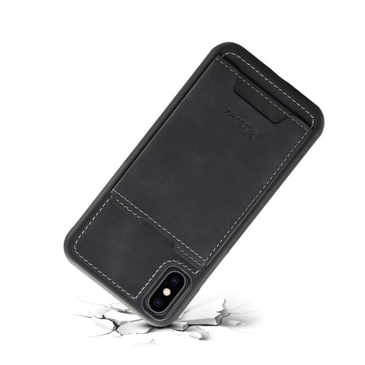 For iPhone X / XS Shockproof TPU + PU Protective Case with Holder & Card Slot