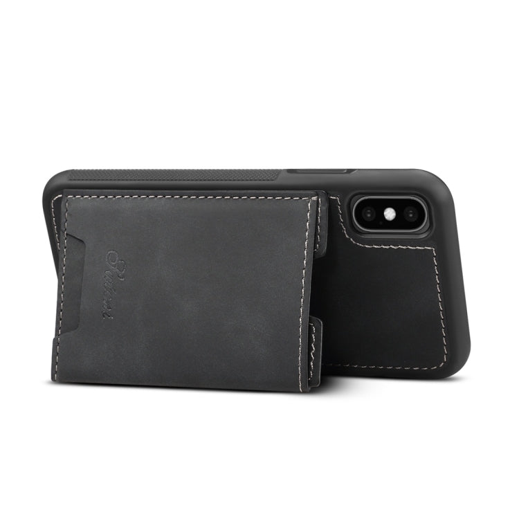 For iPhone X / XS Shockproof TPU + PU Protective Case with Holder & Card Slot