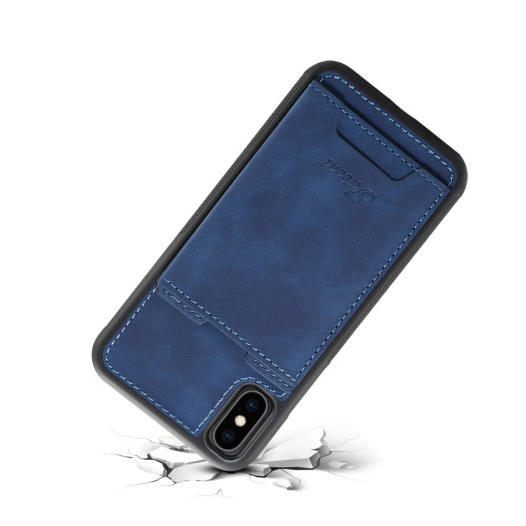 For iPhone X / XS Shockproof TPU + PU Protective Case with Holder & Card Slot