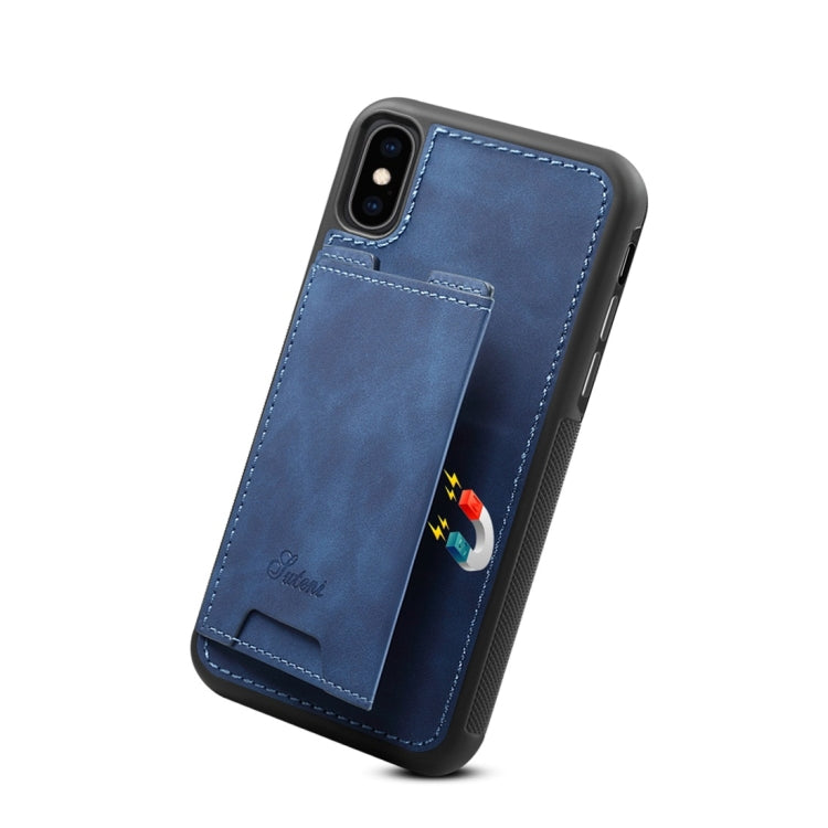 For iPhone X / XS Shockproof TPU + PU Protective Case with Holder & Card Slot
