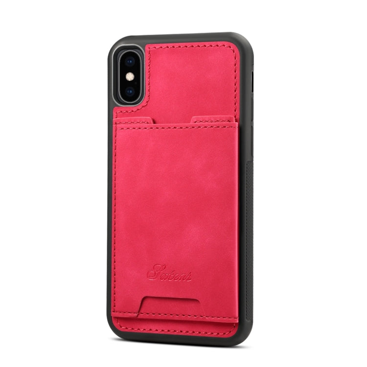 For iPhone X / XS Shockproof TPU + PU Protective Case with Holder & Card Slot