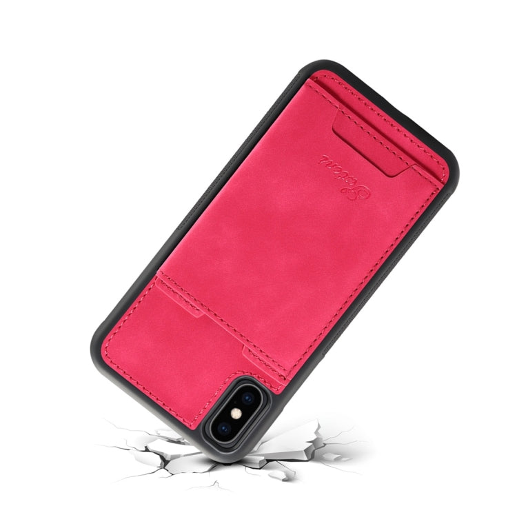 For iPhone X / XS Shockproof TPU + PU Protective Case with Holder & Card Slot
