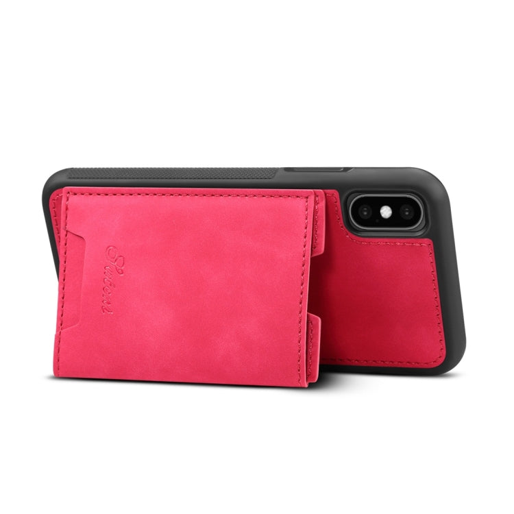 For iPhone X / XS Shockproof TPU + PU Protective Case with Holder & Card Slot