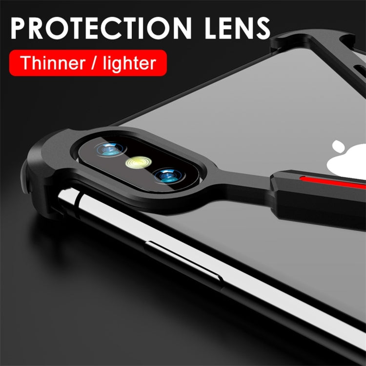 For iPhone X / XS Shockproof Metal Bare Frame Protective Case (Black Red)