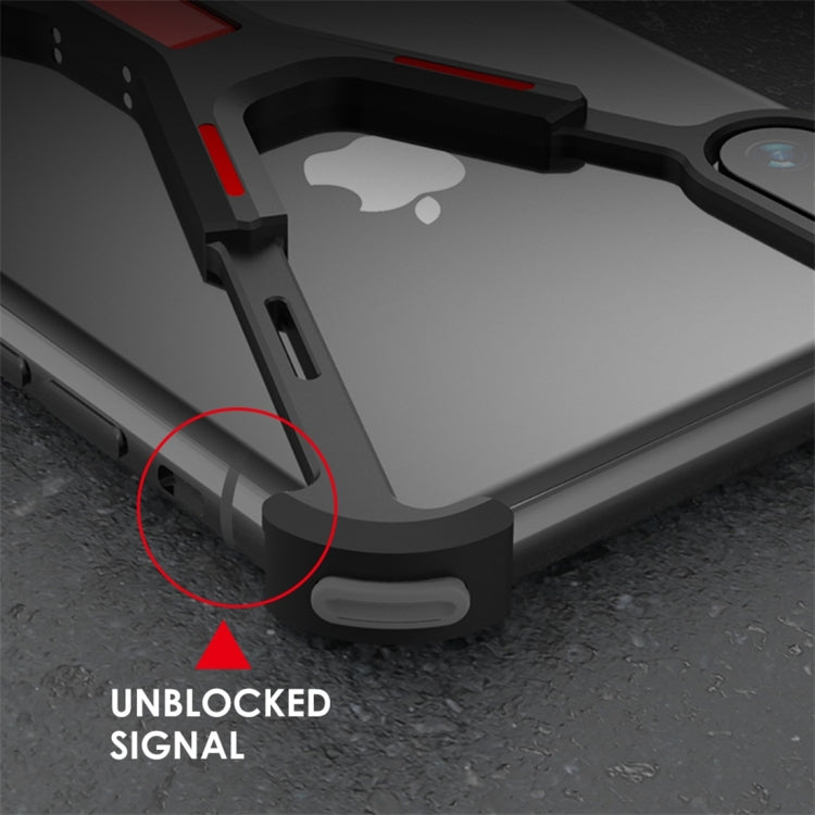 For iPhone X / XS Shockproof Metal Bare Frame Protective Case (Black Red)