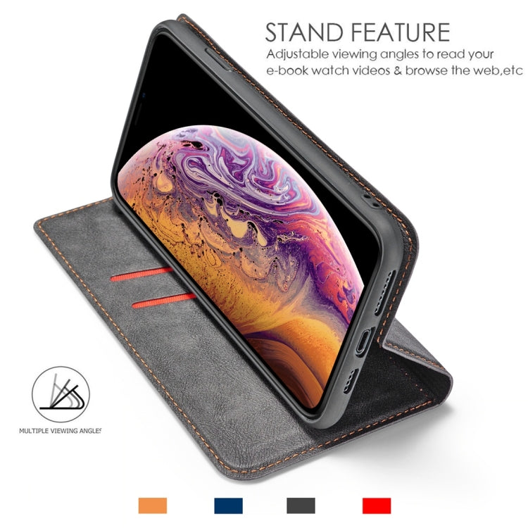 For iPhone X / XS Retro Simple Ultra-thin Magnetic Horizontal Flip Leather Case with Holder & Card Slots & Lanyard