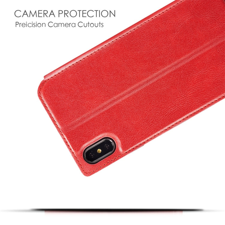 For iPhone X / XS Retro Simple Ultra-thin Magnetic Horizontal Flip Leather Case with Holder & Card Slots & Lanyard