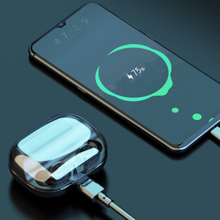 263 TWS CVC8.0 Noise Cancelling Bluetooth Earphone with Charging Box, Support Touch & Three-screen LED Battery Display & Phone Holder & Power Bank & HD Call & Voice Assistant(Black)