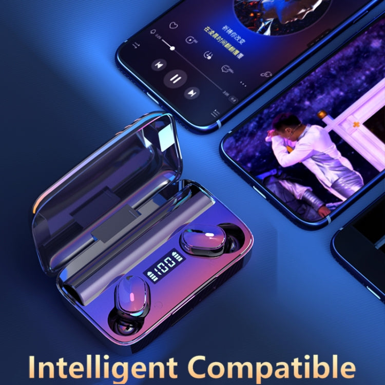 A9 TWS CVC8.0 and DSP Dual Noise Cancelling Bluetooth Earphone with Magnetic Charging Box & LED Digital Display, Support Touch & HD Call & Siri & Power Bank(Black)