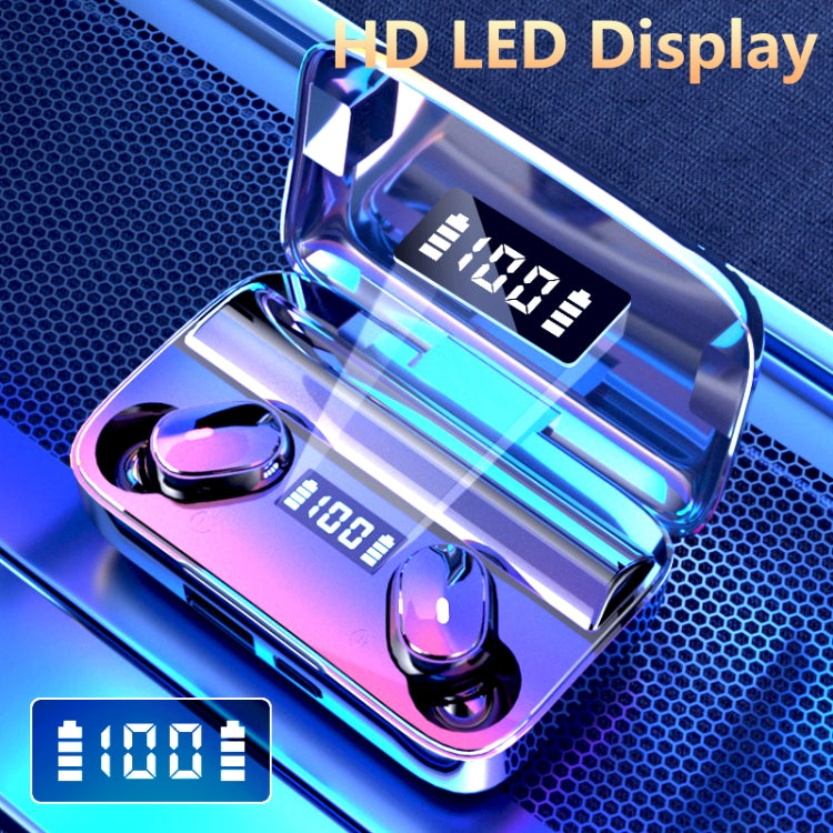 A9 TWS CVC8.0 and DSP Dual Noise Cancelling Bluetooth Earphone with Magnetic Charging Box & LED Digital Display, Support Touch & HD Call & Siri & Power Bank(Black)