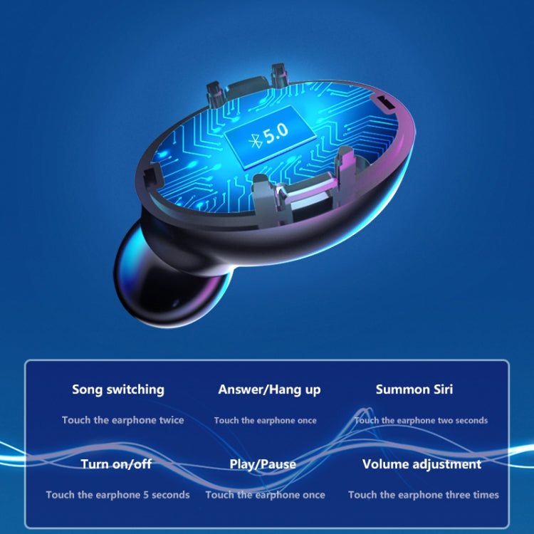 A9 TWS CVC8.0 and DSP Dual Noise Cancelling Bluetooth Earphone with Magnetic Charging Box & LED Digital Display, Support Touch & HD Call & Siri & Power Bank(Black)