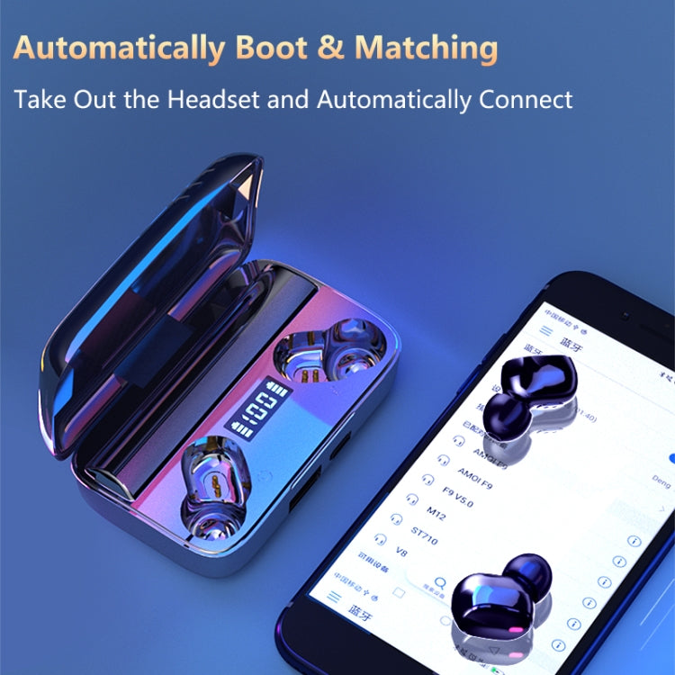 A9 TWS CVC8.0 and DSP Dual Noise Cancelling Bluetooth Earphone with Magnetic Charging Box & LED Digital Display, Support Touch & HD Call & Siri & Power Bank(Black)
