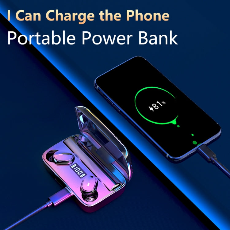 A9 TWS CVC8.0 and DSP Dual Noise Cancelling Bluetooth Earphone with Magnetic Charging Box & LED Digital Display, Support Touch & HD Call & Siri & Power Bank(Black)