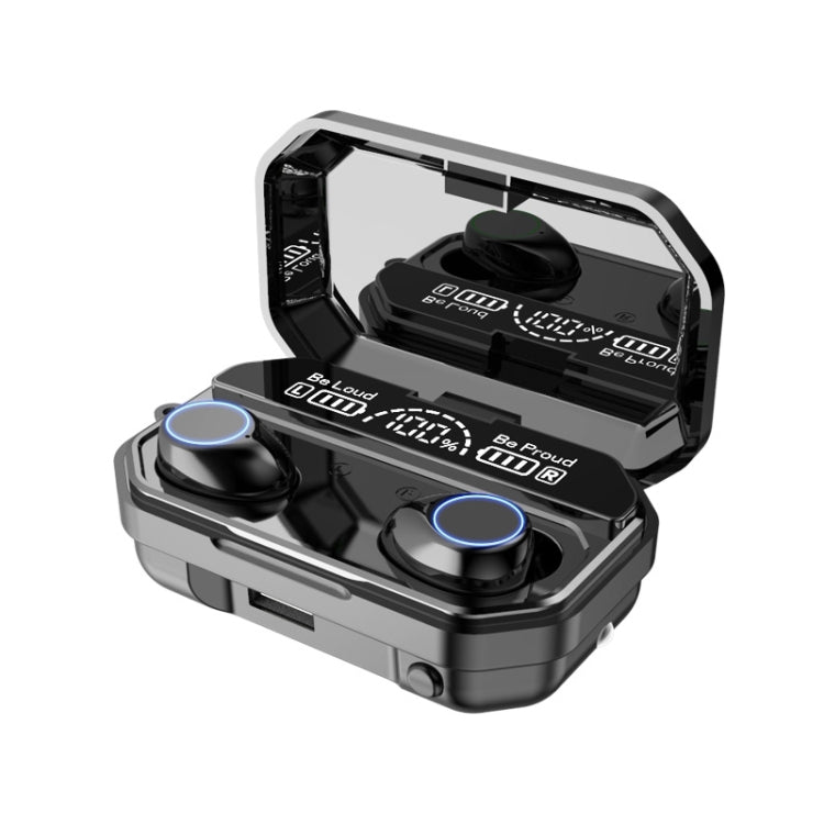 A16 TWS CVC8.0 and DSP Dual Noise Cancelling Touch Bluetooth Earphone with Magnetic Charging Box, Support Three-screen LED Power Display & HD Call & Siri & Power Bank(Black)