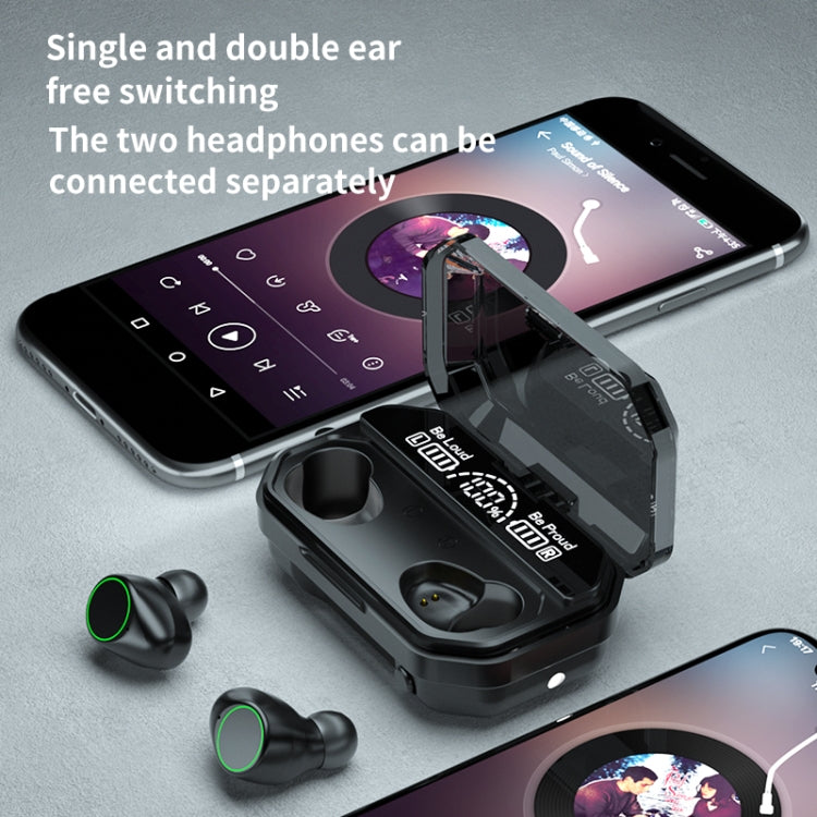 A16 TWS CVC8.0 and DSP Dual Noise Cancelling Touch Bluetooth Earphone with Magnetic Charging Box, Support Three-screen LED Power Display & HD Call & Siri & Power Bank(Black)