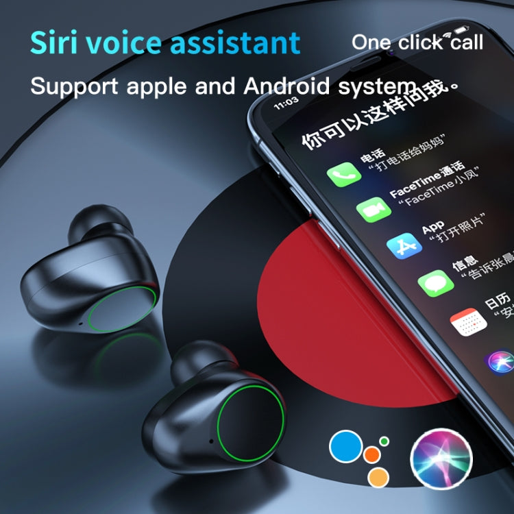 A16 TWS CVC8.0 and DSP Dual Noise Cancelling Touch Bluetooth Earphone with Magnetic Charging Box, Support Three-screen LED Power Display & HD Call & Siri & Power Bank(Black)