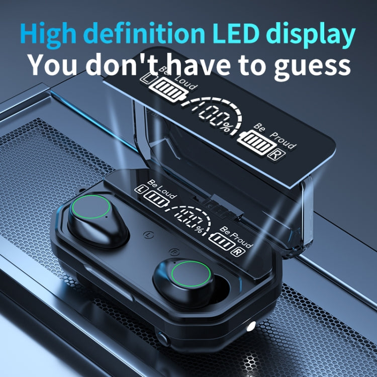 A16 TWS CVC8.0 and DSP Dual Noise Cancelling Touch Bluetooth Earphone with Magnetic Charging Box, Support Three-screen LED Power Display & HD Call & Siri & Power Bank(Black)