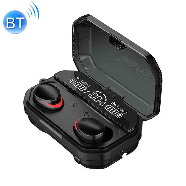 A17 TWS CVC8.0 and DSP Dual Noise Cancelling Touch Bluetooth Earphone with Magnetic Charging Box, Support Three-screen LED Power Display & Flashlight & HD Call & Siri & Power Bank(Black)