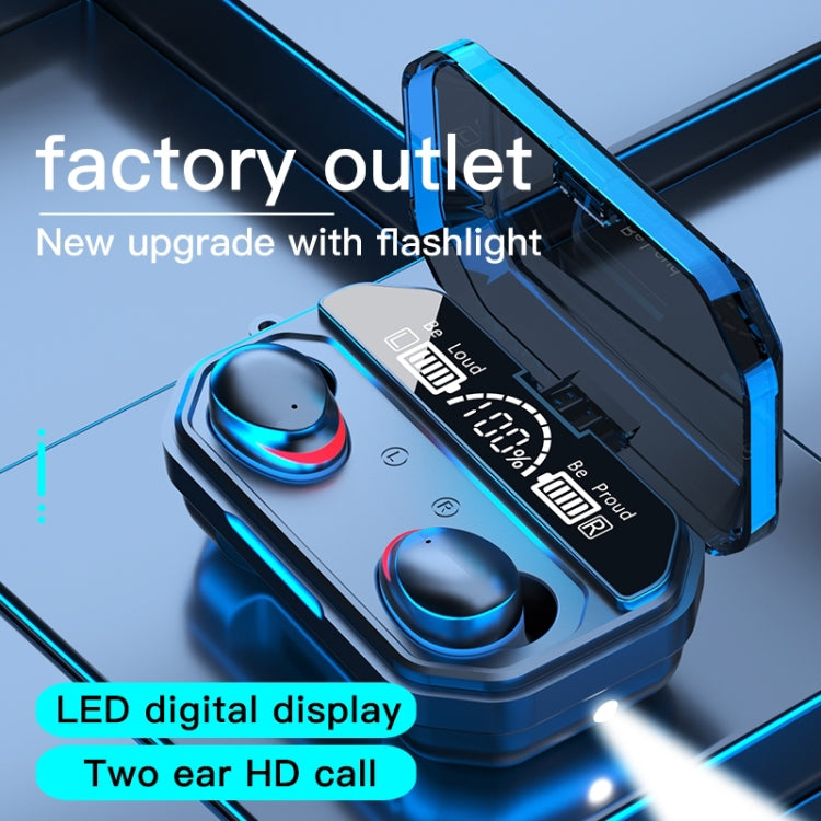 A17 TWS CVC8.0 and DSP Dual Noise Cancelling Touch Bluetooth Earphone with Magnetic Charging Box, Support Three-screen LED Power Display & Flashlight & HD Call & Siri & Power Bank(Black)