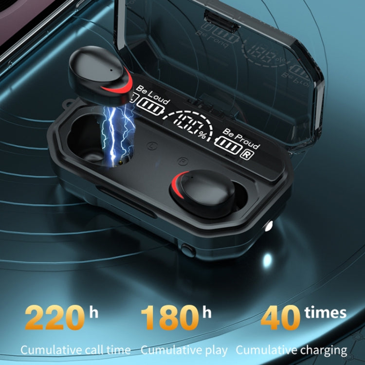 A17 TWS CVC8.0 and DSP Dual Noise Cancelling Touch Bluetooth Earphone with Magnetic Charging Box, Support Three-screen LED Power Display & Flashlight & HD Call & Siri & Power Bank(Black)