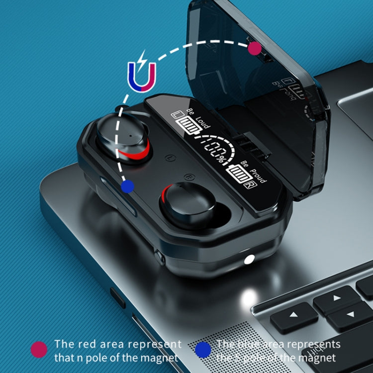 A17 TWS CVC8.0 and DSP Dual Noise Cancelling Touch Bluetooth Earphone with Magnetic Charging Box, Support Three-screen LED Power Display & Flashlight & HD Call & Siri & Power Bank(Black)
