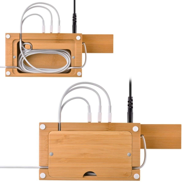 Multi-function Bamboo Charging Station Charger Stand Management Base with 3 USB Ports, For Apple Watch, AirPods, iPhone, US Plug