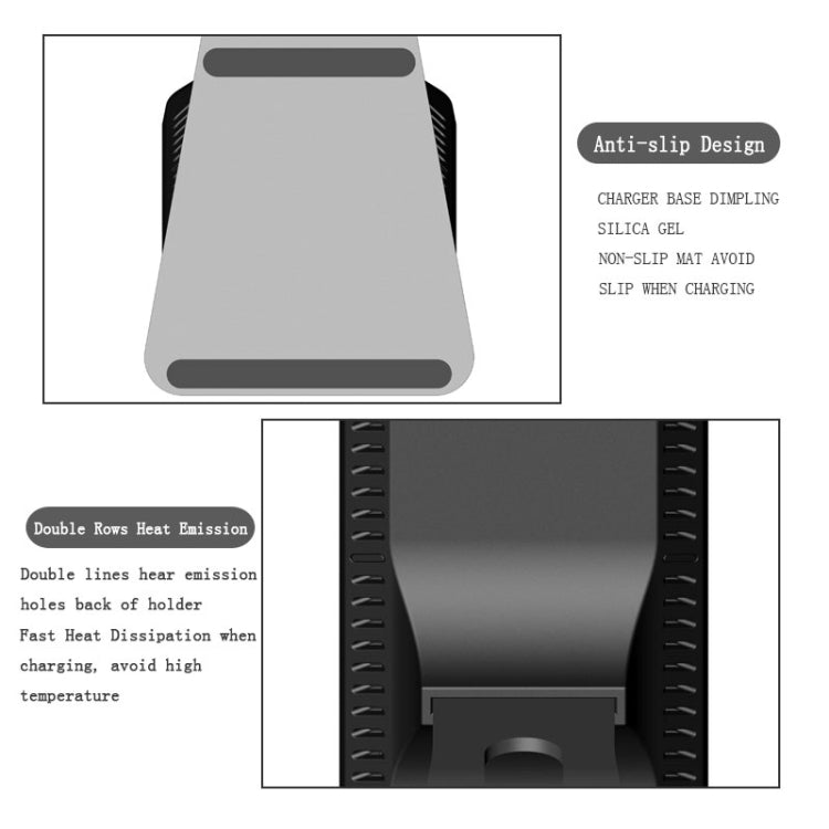 HQ-W8 10W Aluminum Alloy Qi Standard Wireless Mobile Phone Charging Stand Charger, For iPhone, Huawei, Xiaomi, HTC, Sony and Other Smart Phones