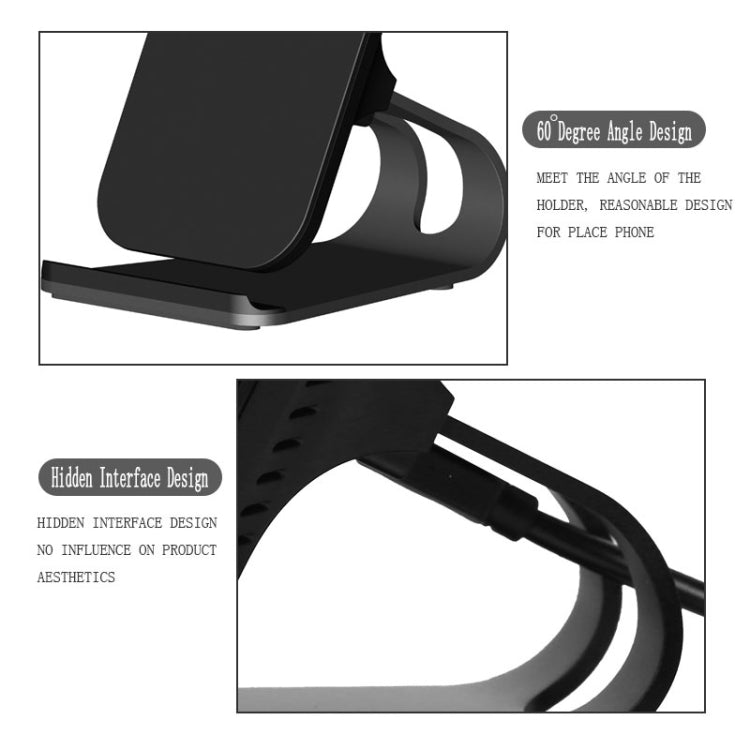 HQ-W8 10W Aluminum Alloy Qi Standard Wireless Mobile Phone Charging Stand Charger, For iPhone, Huawei, Xiaomi, HTC, Sony and Other Smart Phones