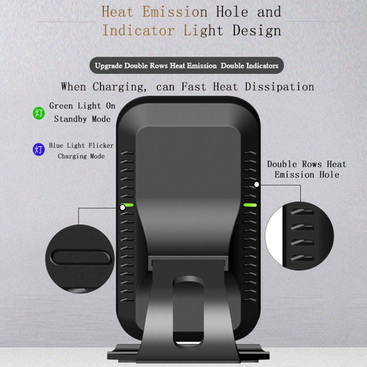 HQ-W8 10W Aluminum Alloy Qi Standard Wireless Mobile Phone Charging Stand Charger, For iPhone, Huawei, Xiaomi, HTC, Sony and Other Smart Phones