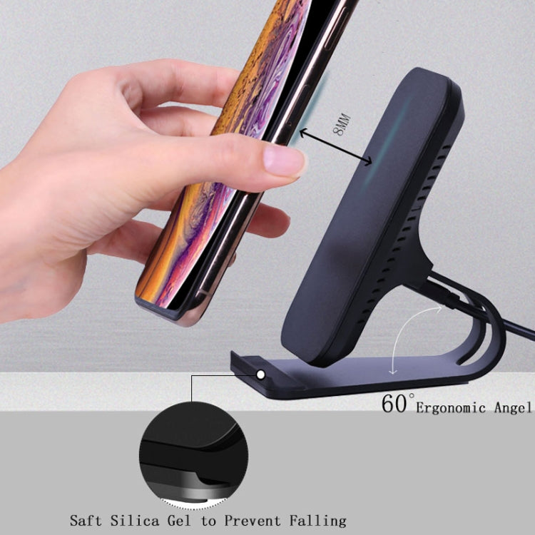 HQ-W8 10W Aluminum Alloy Qi Standard Wireless Mobile Phone Charging Stand Charger, For iPhone, Huawei, Xiaomi, HTC, Sony and Other Smart Phones