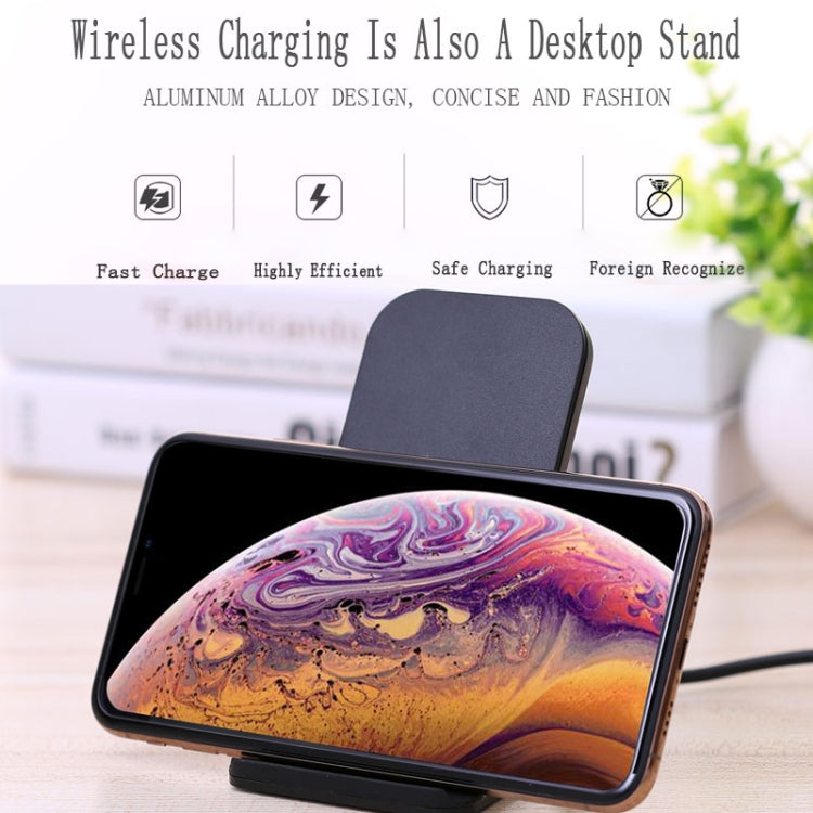 HQ-W8 10W Aluminum Alloy Qi Standard Wireless Mobile Phone Charging Stand Charger, For iPhone, Huawei, Xiaomi, HTC, Sony and Other Smart Phones