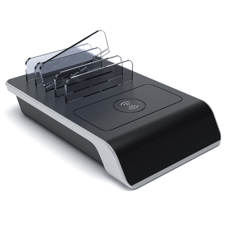 HQ-UD09 4 USB Ports Qi Standard Wireless Charger Phone Desktop Stand Holder, EU Plug